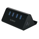 ORICO 5 Гбитс высокоскоростной мини 4 порта USB 3,0 концентратор для настольного ноутбука с подставкой держатель для телефона планшета ПК (черный)