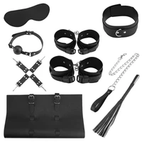 erotic kit set sexual whip kinky sex toys for woman leather sex suit handcuffs sex chain collar sexy ball gag fetish sadism mask