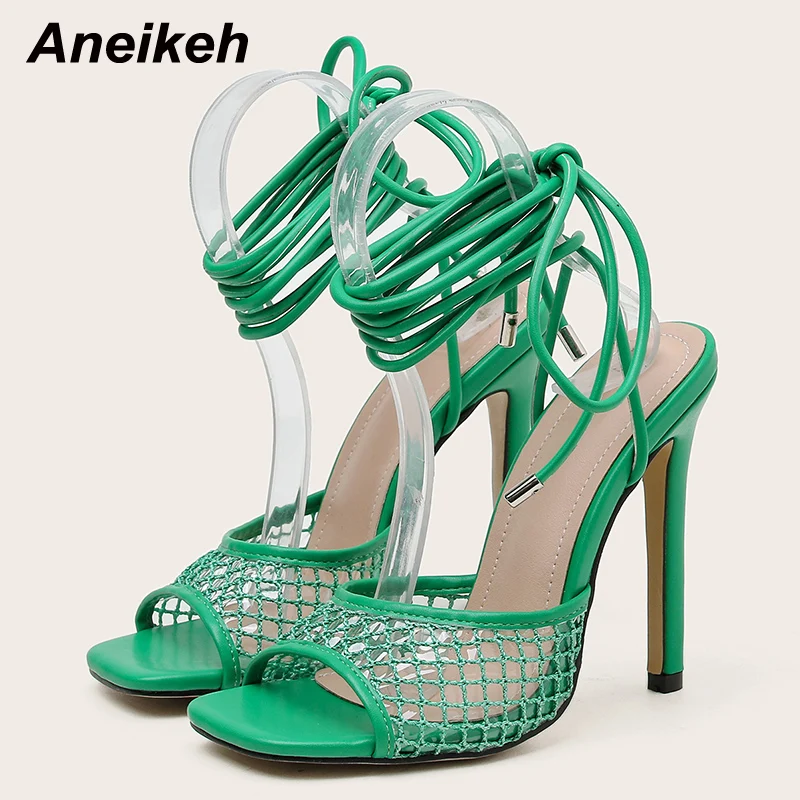 Сандалии Aneikeh женские модные пикантные на высоком тонком каблуке с перекрестной