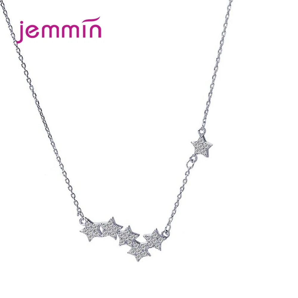 Hot Sale Charming 925 Sterling Silver Necklaces Clear Cubic Zircon Mirco Setting Stars Women Female Wedding Dress Decoration | Украшения и