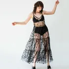 Женский прозрачный сарафан со звездами, элегантное уличное платье Вечерние, клуба, модная одежда с цветочным принтом, летнее платье без рукавов