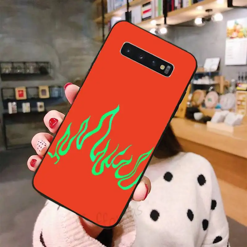

Cool fire flame Green Red Phone Case For Samsung A50 A51 A71 A20E A20S S10 S20 S21 S30 Plus ultra 5G M11 funda shell