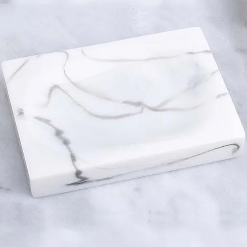 Marbled-White JINSERTA мраморная мыльница из смолы, мыльница для ванной комнаты, креативная многофункциональная тарелка для хранения, уникальная коробка для дома, отеля - Цвет: Marbled-White