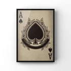 Постер с изображением туза пики  Винтажные игральные карты, настенный художественный принт  Черная колода, Настенный декор, Картина на холсте, домашний декор