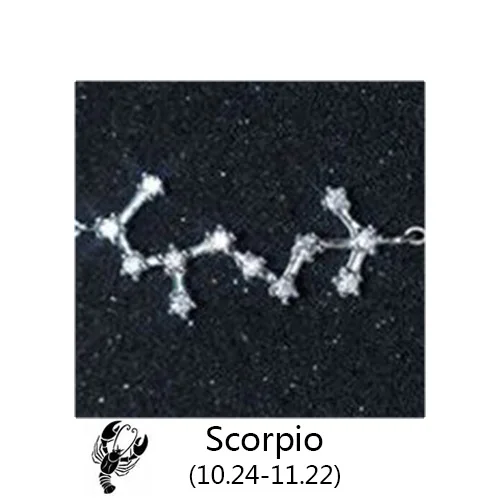 Scorpio Trustdavis Настоящее 925 пробы Серебряный Кристалл Телец Козерога Скорпион 12 Созвездие браслет для женщин Свадебные украшения - Окраска металла: Scorpio