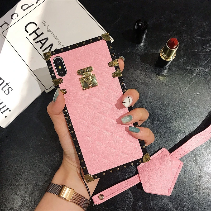 

Luxury Brand Mirror glass With Lanyard Phone Case For iPhone 12 11 Pro Max Mini XR XS MAX 8 X 7 6S 6 Plus SE 2020 Cover