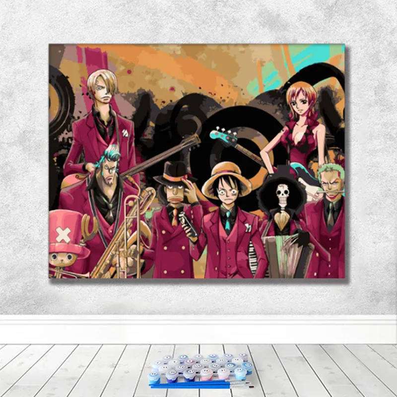 DIY Рисование по номерам с наборами Аниме one piece персонаж декоративный вешается на