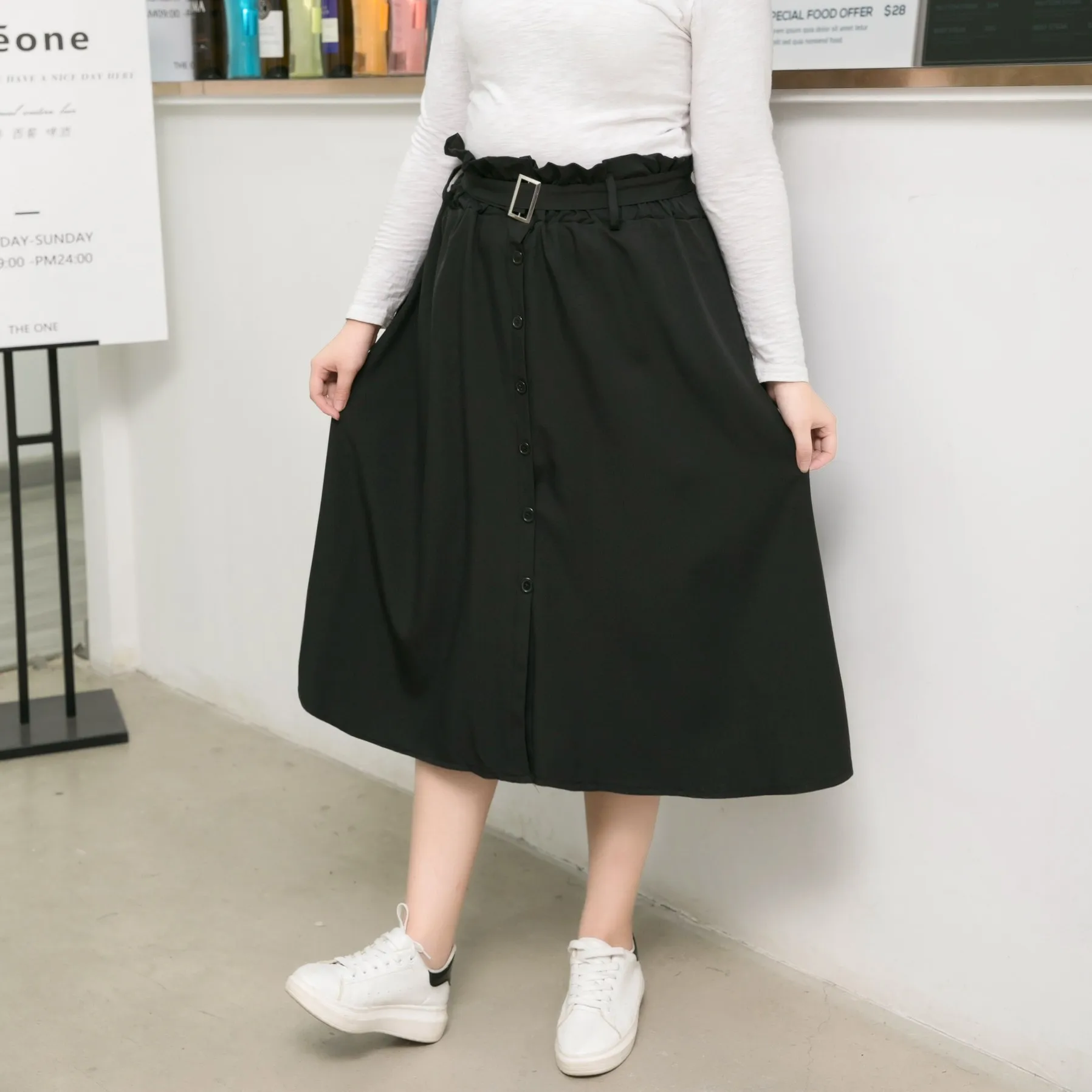 Повседневная Весенняя женская одежда большого размера модные юбки на пуговицах