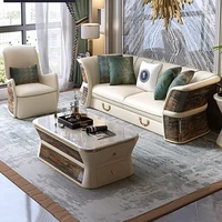Postmodern villa high-end Napa leather sofa Italian light luxury model room large apartment living room nano board technology