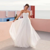 uzn ivory a line tulle beach wedding dress sweetheart strapless bridal gowns with beading belt customized