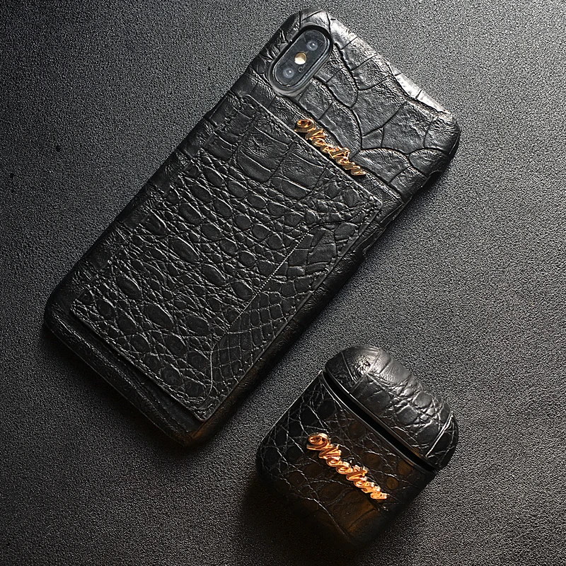 1 Set Black Чехол-подставка из крокодиловой кожи для iPhone 11 Pro 6s 6 7 8 Plus X XS Max XR карта, карман, держатель чехол для Airpods чехол - Цвет: 1 Set Black