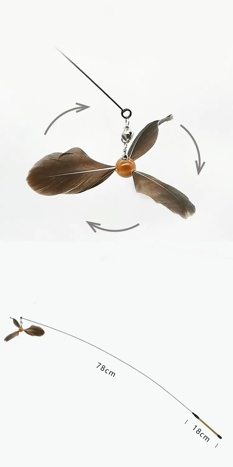 

Steel Wire Feather Toys for Cats Interactive Kitten Feather Bell Cat Toys Tease Stick Wand Funny Pet Supplies Product for Kitty