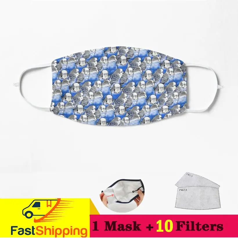 

Budgie Blue Pattern Budgie Cyan Blue Pattern Little Budgies Pattern Face Mask Dust-Proof Windproof Outdoor