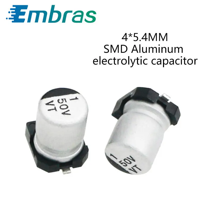 

50Pcs 4*5.4 SMD Aluminum Electrolytic Capacitor Kit 6.3V 10V 25V 35V 50V 16V 10UF 47UF 33UF 1UF 4.7UF Full Values Assorted Sets