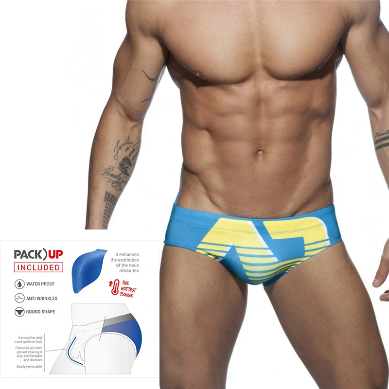 Шорты мужские быстросохнущие для плавания цифровая печать с пуш подкладкой