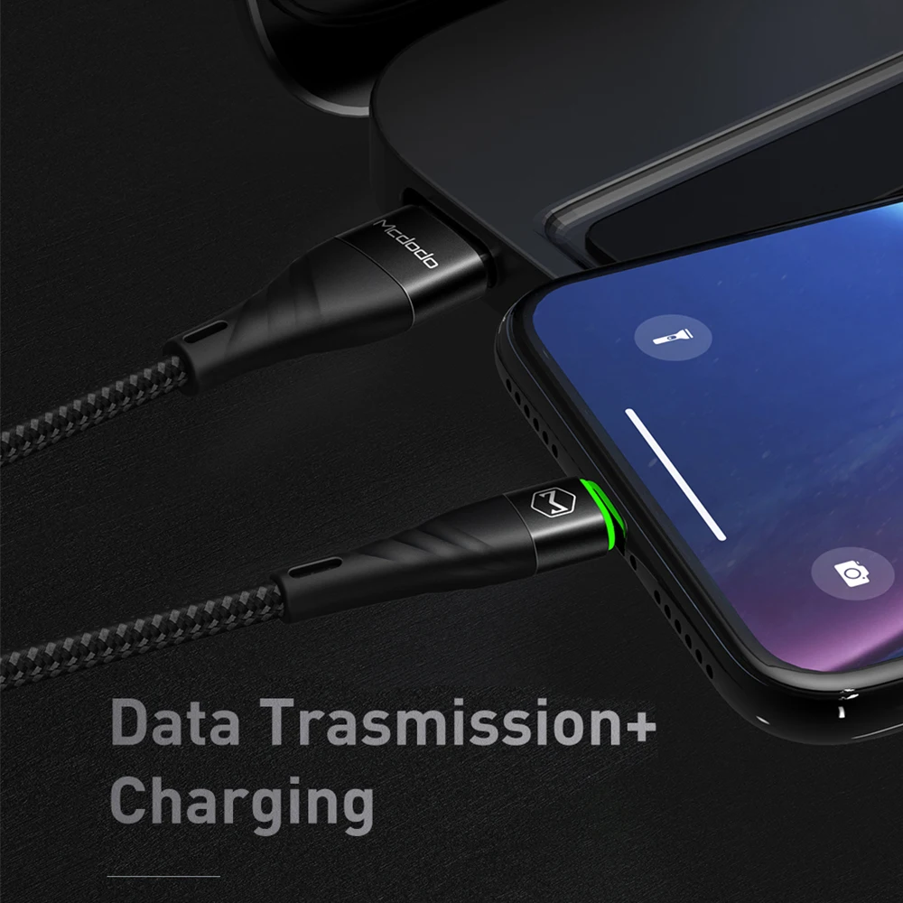 MCDODO 1 8 м светодиодный кабель для передачи данных iPhone XS MAX XR X Быстрая зарядка