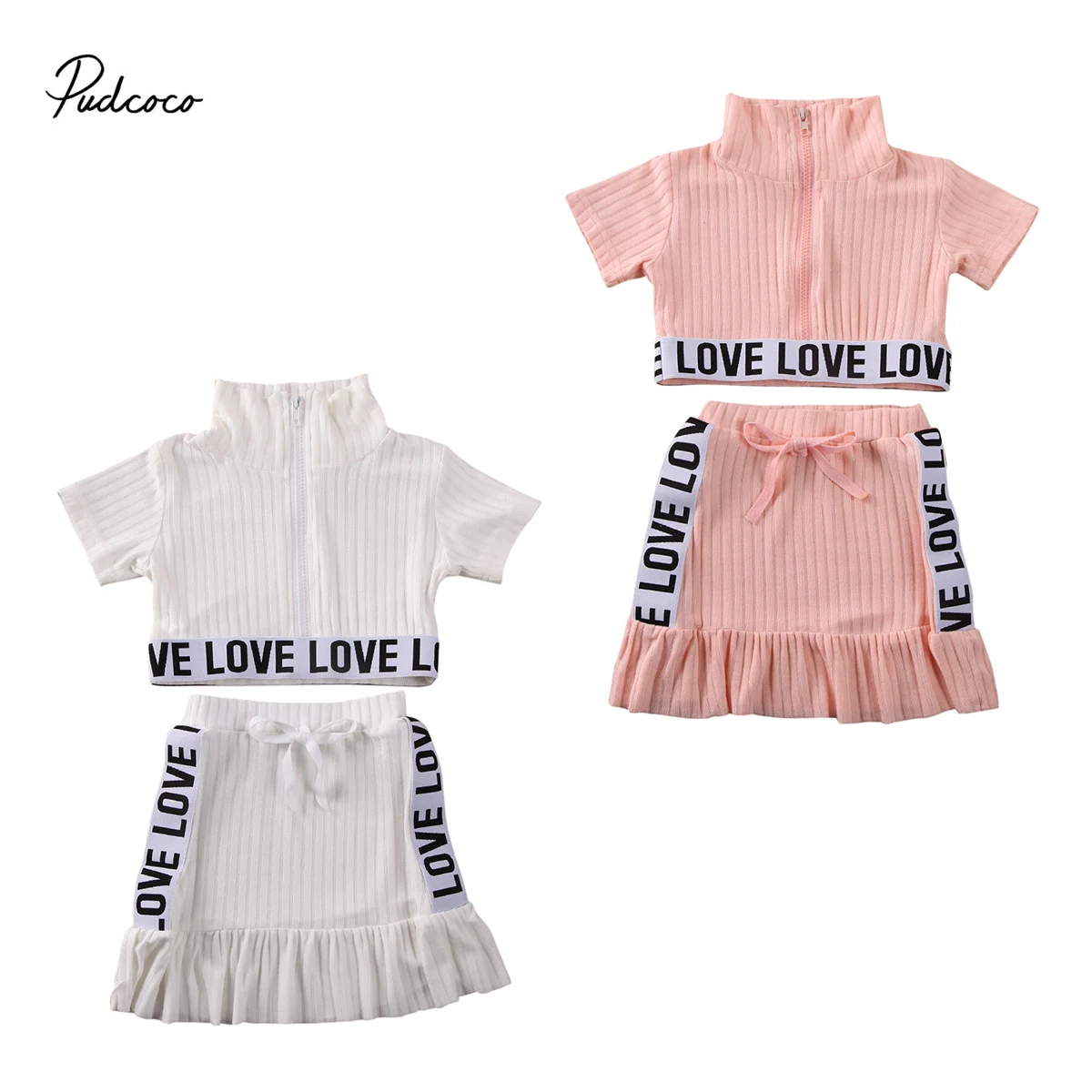 2020 Детская летняя одежда для маленьких детей девочек блузка на молнии топы юбки