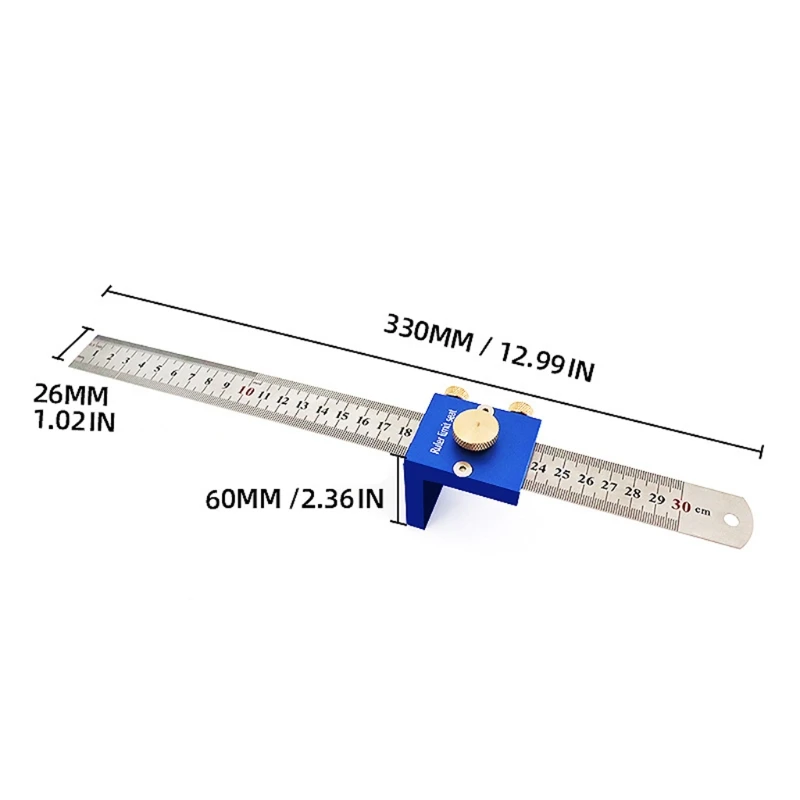 

Premium Metal Marking Gauge w/ Wooden Stop 300 mm Stainless Steel Ruler