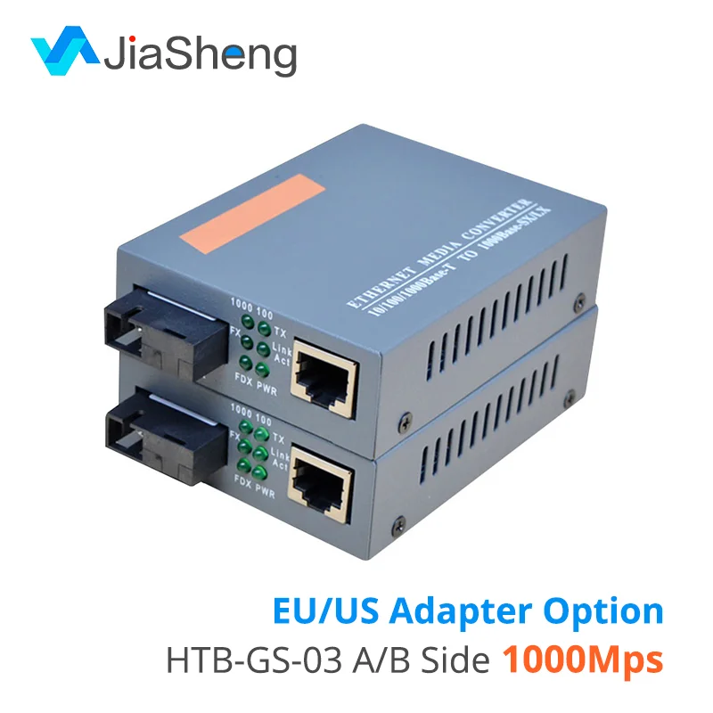 HTB-GS-03 A/B Gigabit Fiber Optical Media Converter 1000Mbps Single Mode Single SC Port 20KM External Power Supply