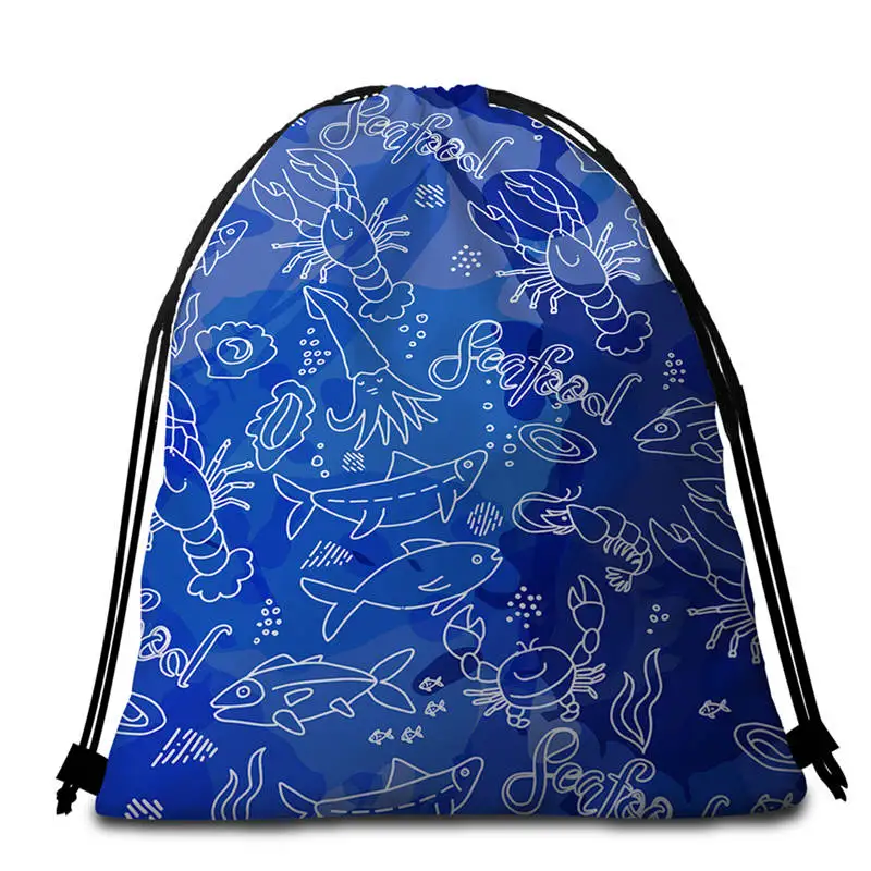 005 - Bag Постельное белье Outlet Orcinus Orca пляжное полотенце Killer Whales летнее одеяло морской жизни пляжный коврик синяя акварель полотенце из микрофибры 150 см - Цвет: 005 - Bag