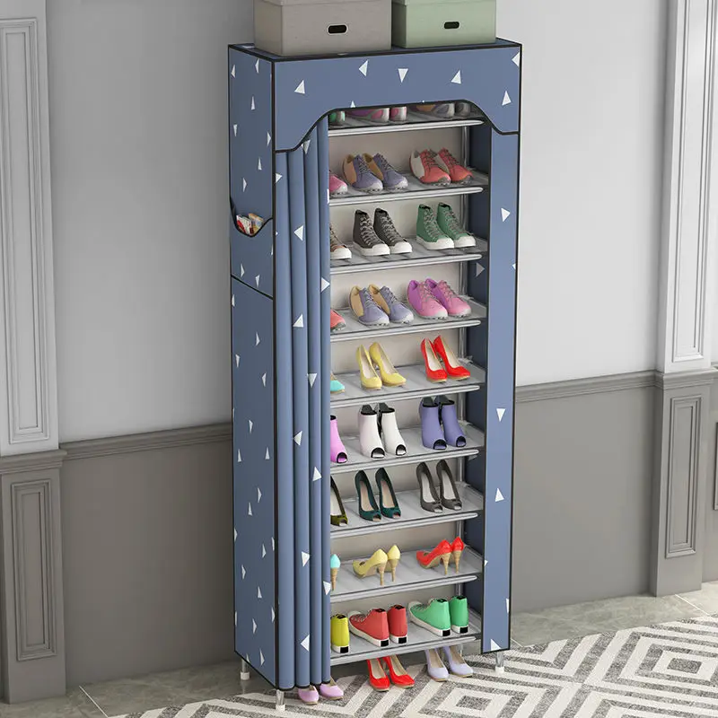 

Double Multilayer Shoe Cabinets High Capacity Dustproof Shoes Rack Home Organizer Closet Luxury Cloth Cover Storage Cabinets