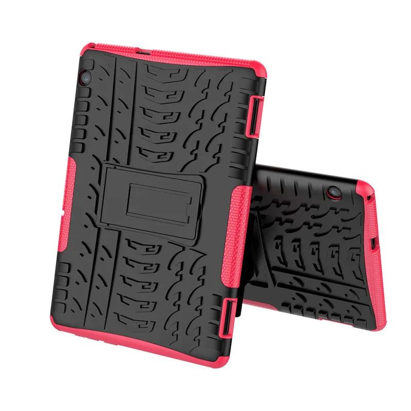 rose red T5 планшет силиконовый+ PC чехол для huawei MediaPad T5 10 10,1 дюймов AGS2-W09-L09-L03-W19 чехол для планшета противоударный чехол с подставкой+ ручка+ пленка - Цвет: rose red