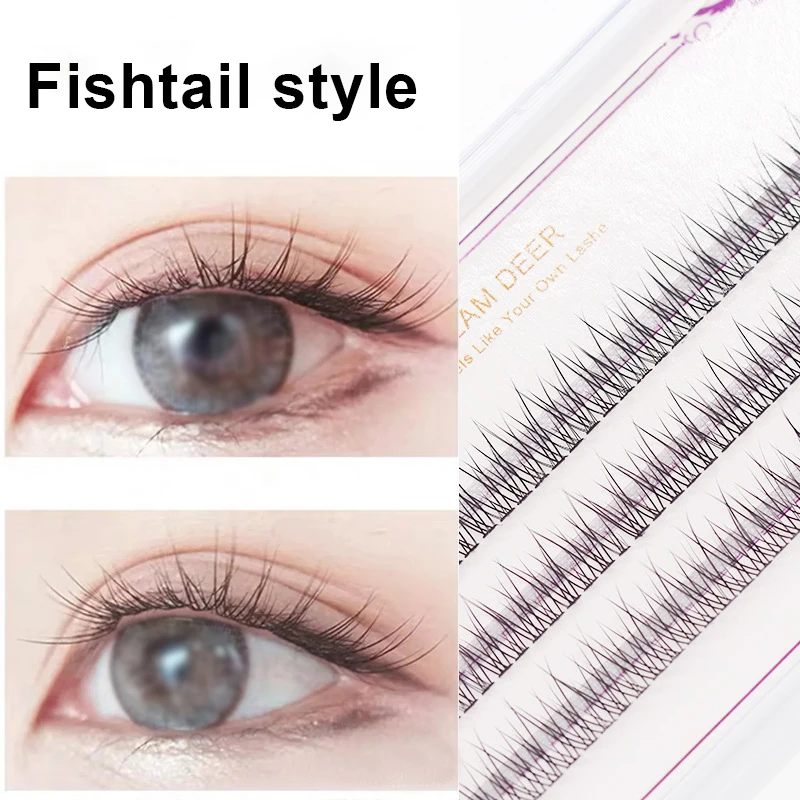

60pcs Professional Makeup Individual Cluster EyeLash Fishtail Grafting Fake False Eyelashes extension individual eyelash bunche