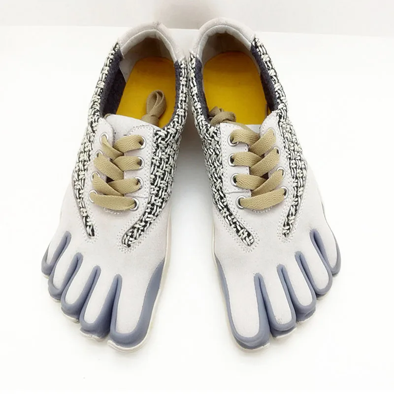 Off White Findcool мужские 5 пальцев открытый тренажерный зал кроссовки Нескользящие натуральная кожа противоударные кроссовки мужские спортивные туфли - Цвет: Off White