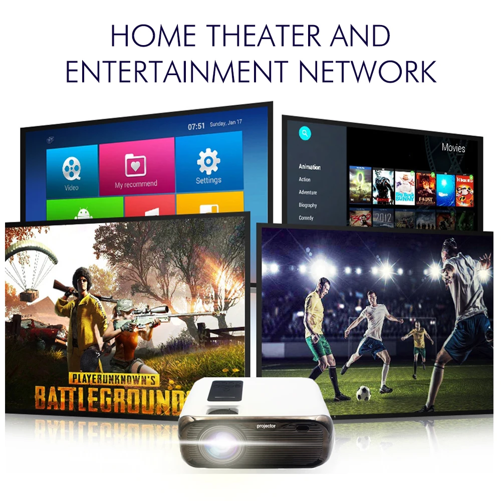 Светодиодный проектор для домашнего кинотеатра BUIANUWOD E500 720P поддержка 1080P Wi-Fi Android