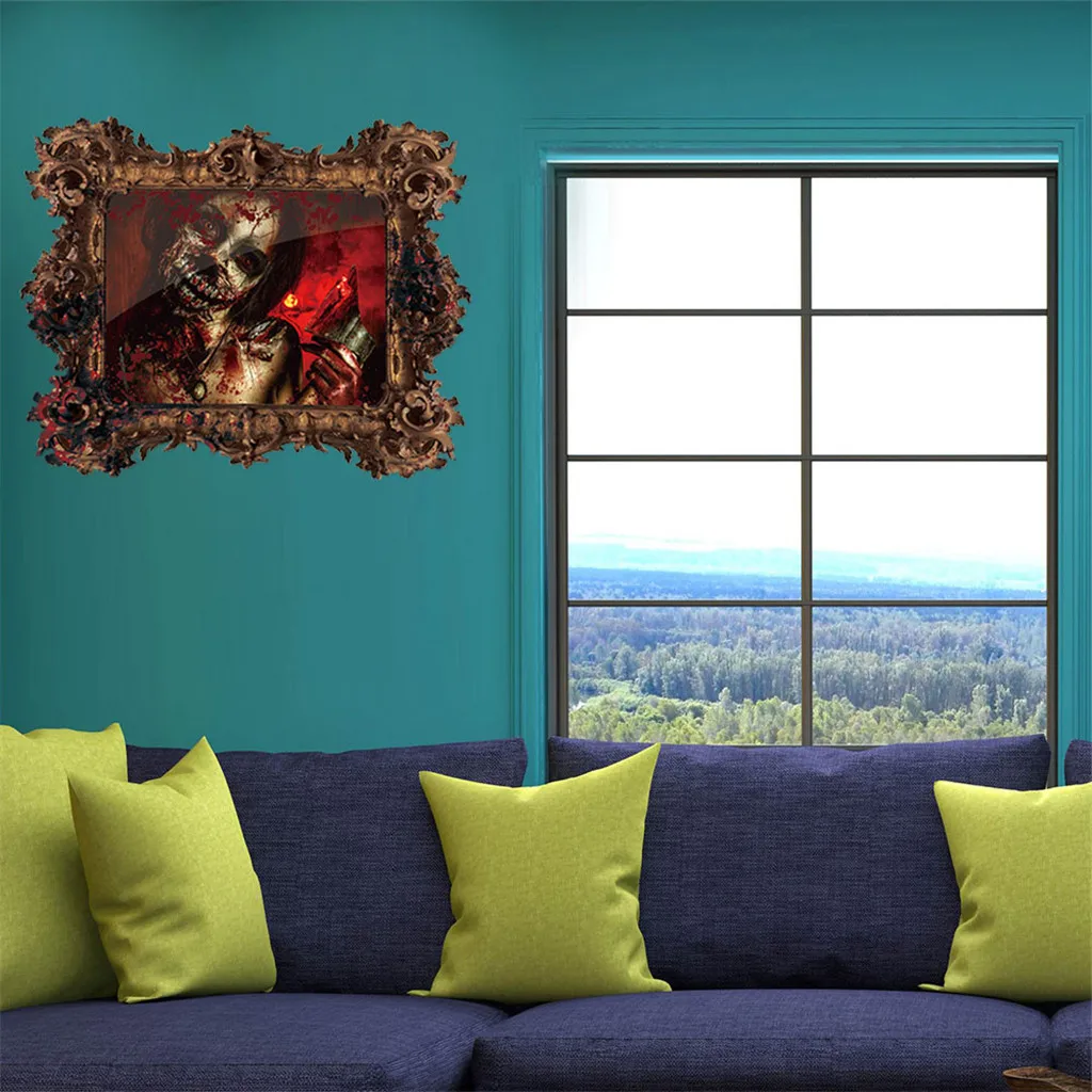 Halloween Horror Wall Stickers Bar Party Ghost Art Decal Mural Home Living Room Window Decor | Дом и сад
