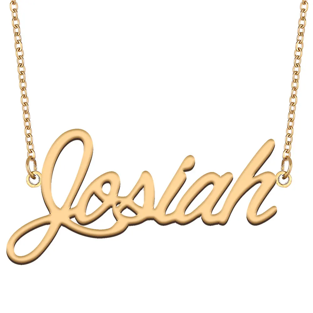 

Josiah Nameplate Necklace for Women Stainless Steel Jewelry Gold Plated Name Chain Pendant Femme Mothers Girlfriend Gift
