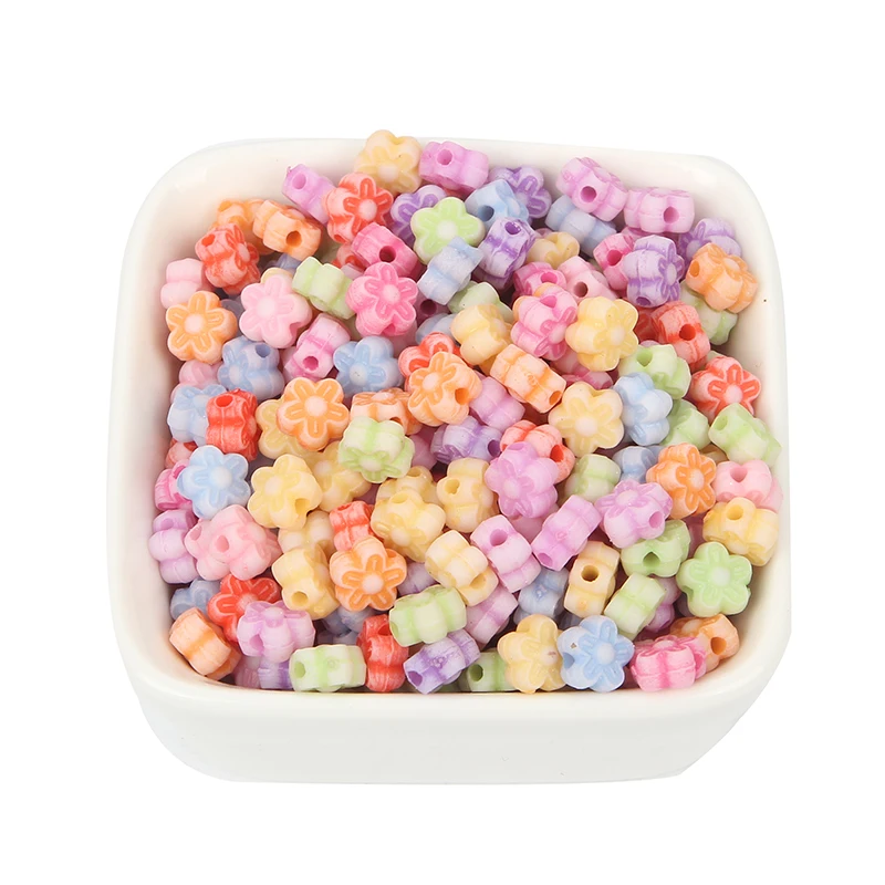 100Pcs Mixed Flowers Acrylic Beads 7x4mm For Jewellery Marking Loose Spacer Bracelet Necklace Charm Jewelry Finding | Украшения и