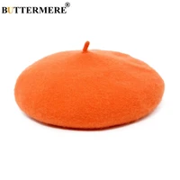 buttermere wool beret female winter hats orange solid flat caps for women warm french artist hat ladies elegant painters hat