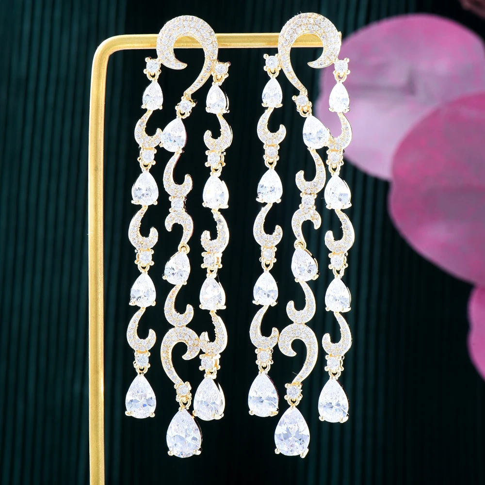 Женские серьги-подвески с фианитами в уличном стиле | Украшения и аксессуары