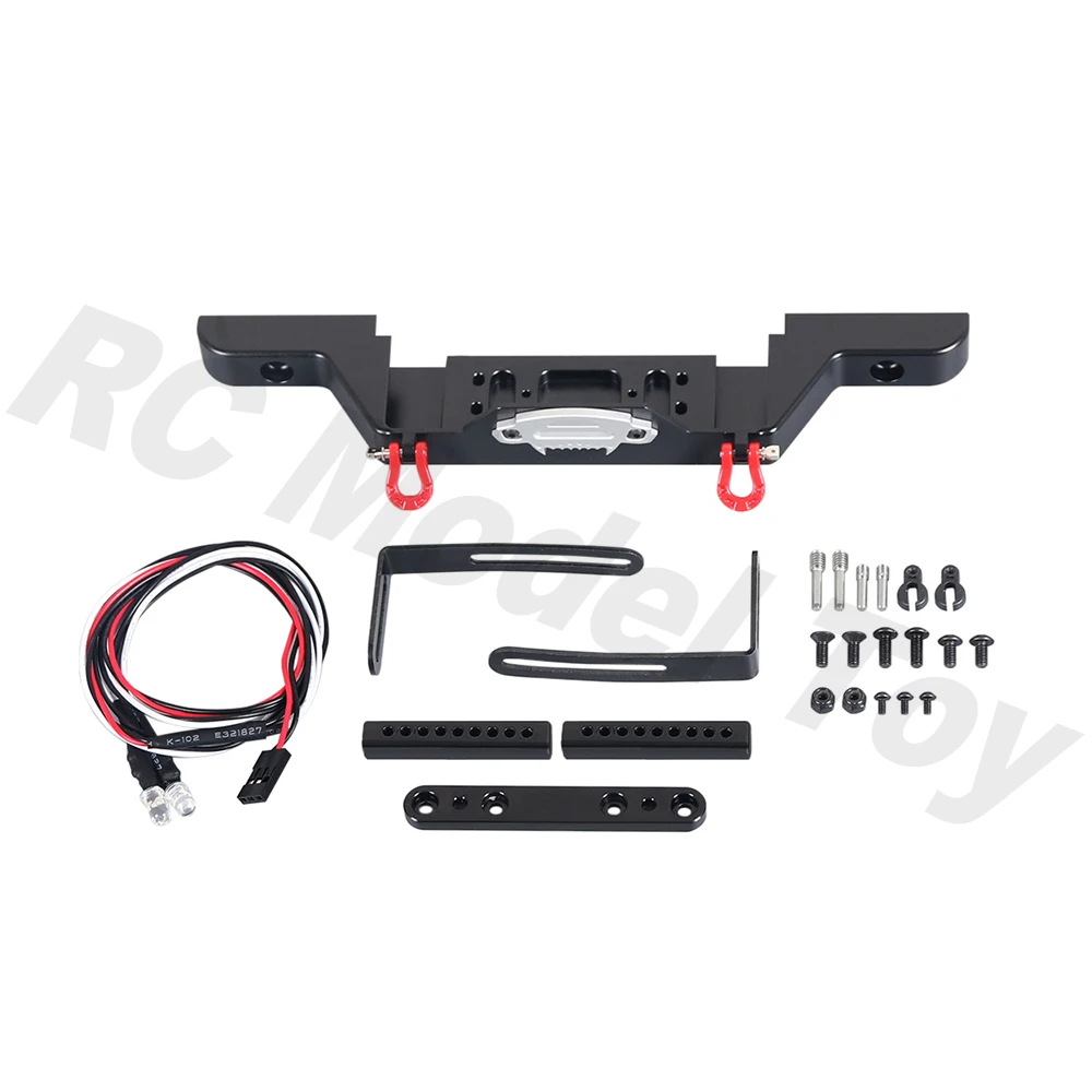 

Metal Anti-collision Front Bumper Winch Mount with LED light For 1/10 RC Crawler Car Axial SCX10 TRX4 D90 Upgrade Part