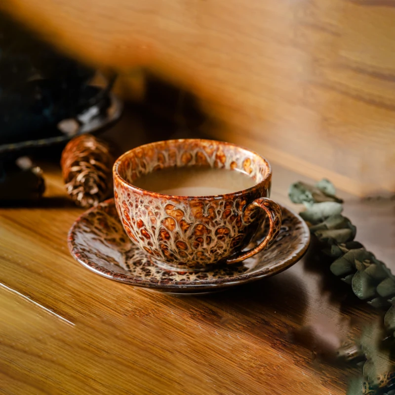 

Sueea Moroccan Peacock Pattern Coffee Cup And Saucer Ceramic Latte Coffee Set Breakfast Milk Drinking Cup Spoon Coffee Mug 2021