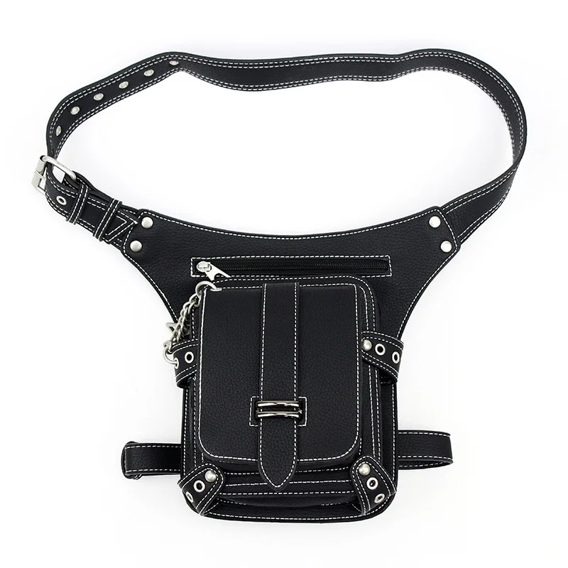 

Steampunk Punk Retro Waist Bag Black Outdoor Multi-function Shoulder Messenger Bag Moto Biker Motorcycle Leg Bag Unisex