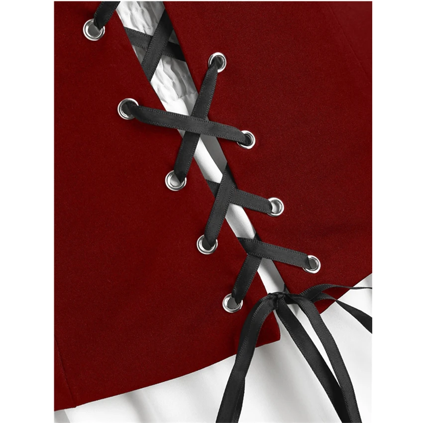 Средневековый стимпанк комплект одежды из 2 предметов для женщин рубашка с