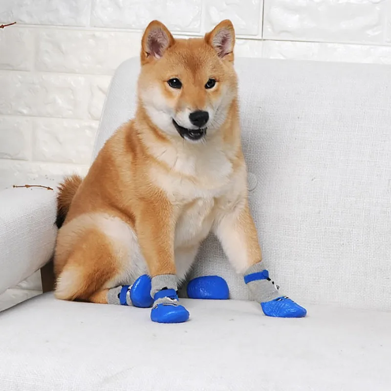 Водонепроницаемые хлопковые резиновые ботинки для собак Нескользящие зимние