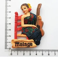 malaga guitar girl travel souvenir fridge magnet sticker in andalusia southern spain
