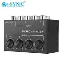 esynic 4 channel rca input mini passive cx400 stereo audio mixer with separate volume controls for mixing instrument cd player