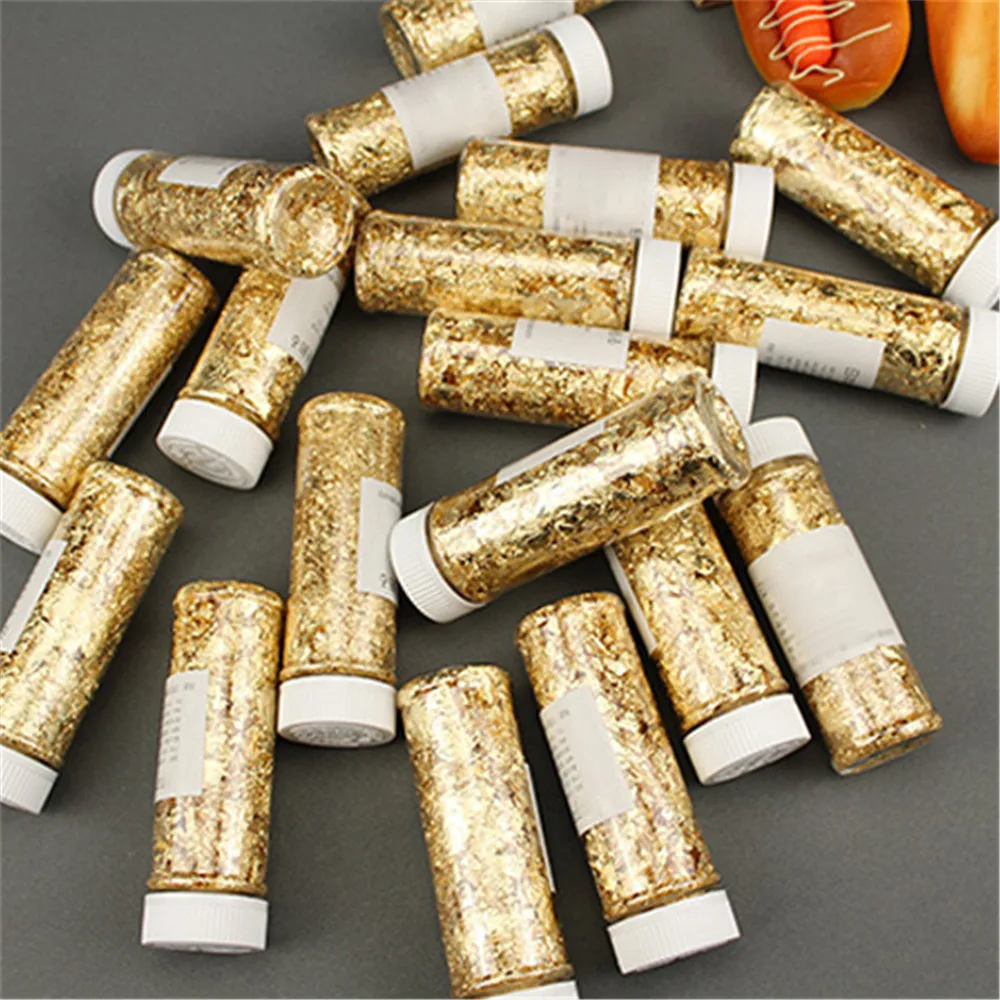 

1PCS Edible Grade Genuine Gold Leaf Schabin Flakes 2g 24K Gold Decorative Dishes Chef Art Cake Decorating Tools Chocolate