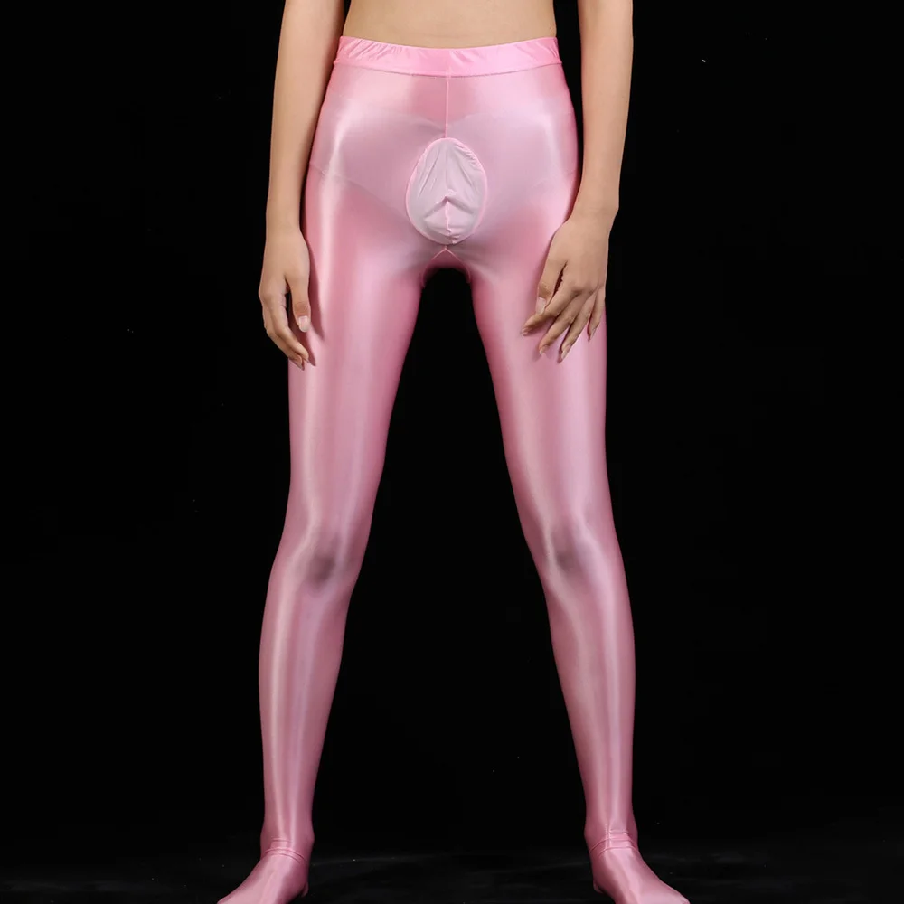 

Men's Stocking High Elastic Glossy Oil Shiny Silky Pantyhose Sheer Dance Tights Cock Pouch Silky Tights Hosiery Slimming Legging