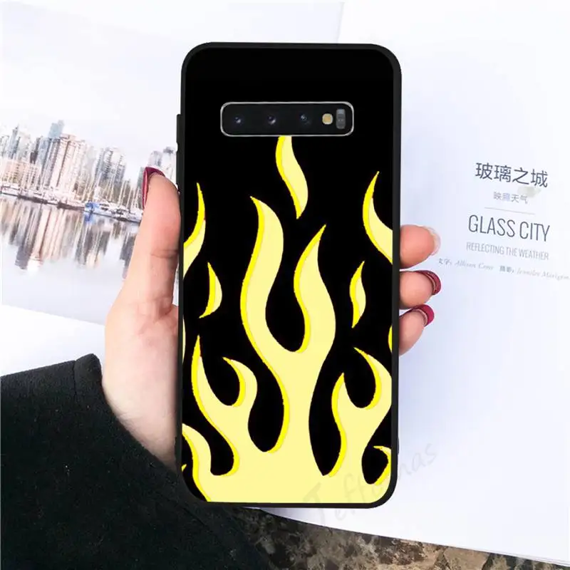 

Fashion Red Flames Fitted Phone Case For Samsung galaxy S 7 8 9 10 20 edge A 6 10 20 30 50 51 70 note 10 plus