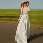 Женское шифоновое платье с длинными рукавами, длинное платье с длинными рукавами и аппликациями трапециевидной формы, выполненное на заказ, 2021