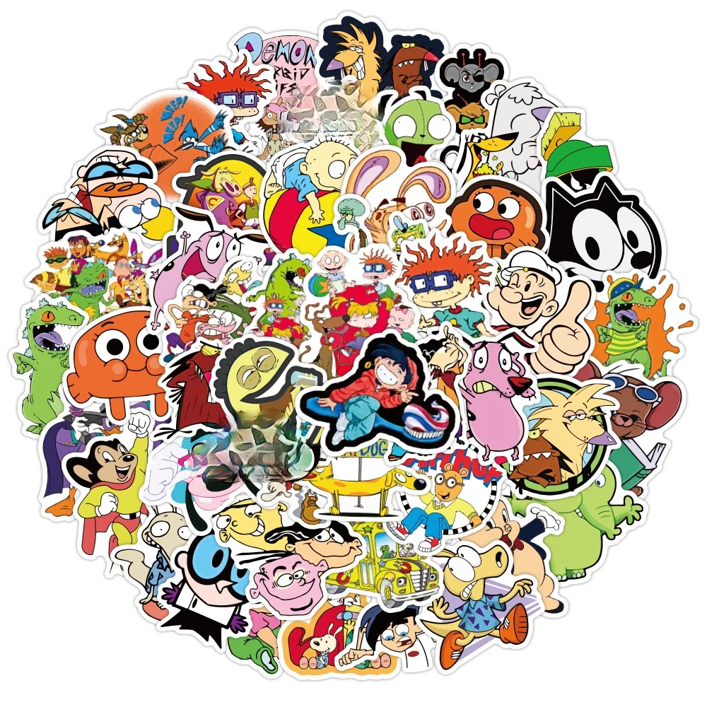 Grafiti de dibujos animados para ni&ntilde;os y ni&ntilde;as, Maleta de viaje para tel&eacute;fono y port&aacute;til, pegatinas de equipaje, estilo cl&aacute;sico de los 90, 10/30/50 Uds.-4