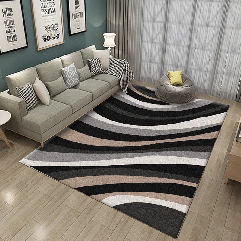 New Arrival Nordic Geometric Printed Carpet Bedroom Bedside Sofa Floor Rug Hall Decor Soft Area Carpets Curve Plaid Large Rugs | Дом и сад