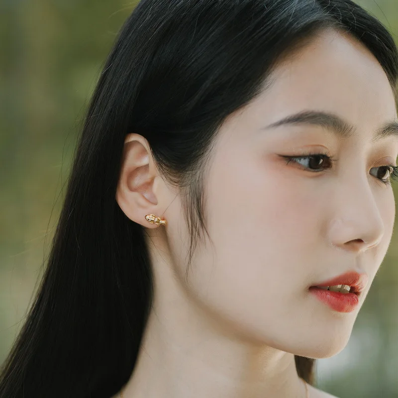 

925 Sterling Silver Earring For Women White Zircon Clownfish Summer Women's Plated 10k Gold Stud Earrings Party Fine jewelry