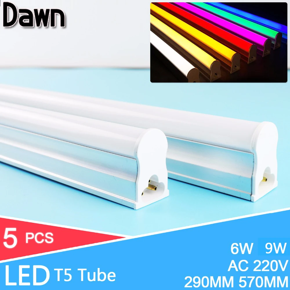 5 шт./лот 2ft 60 см светодиодные трубки 9 Вт лампы T5 лампада LED 220 в 240 600 мм 2835 5730 SMD