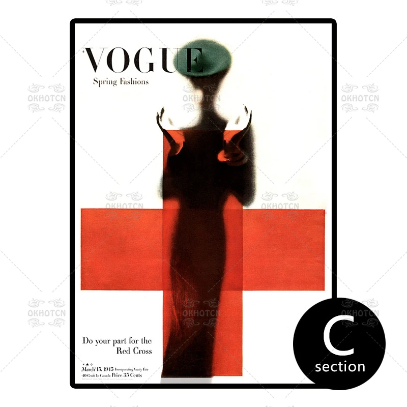 

Nordic Poster Modern Art VOGUE 1950 Vintage Magazine Painting Fashion Wall Art Canvas Wall Pictures For Living Room Home Decor